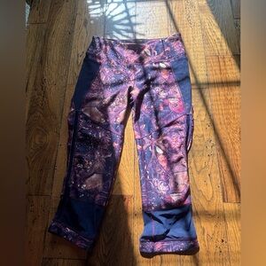 CALIA by Carrie Underwood Women’s Capri Leggings with Sheer - Purple and Pink